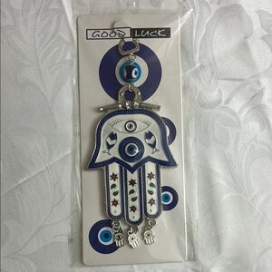 Blue and White Hamsa Keychain
